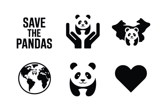 Save the pandas endangered species conservation awareness icons save pandas wildlife