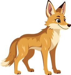 Obraz premium A cute red fox cartoon vector illustration with a fluffy tail, isolated on a white background