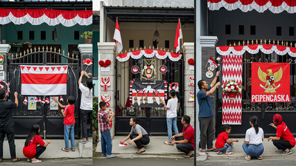 Residents competing to decorate entry gates with Independence Day themes.