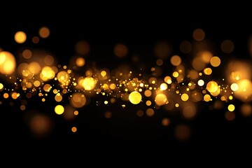 Abstract golden light bokeh on black background