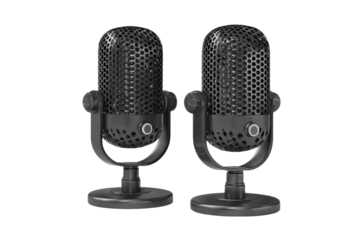 Pair of black vintage-style microphones