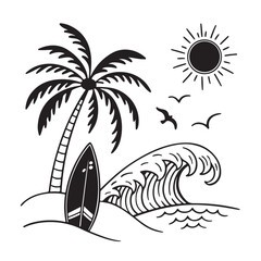 vector illustration of a tropical beach