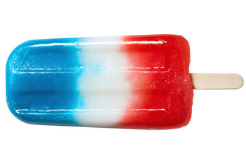 Red, White, and Blue Popsicle Isolated on White Transparent Background