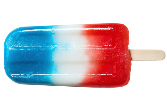 Red, White, and Blue Popsicle Isolated on White Transparent Background