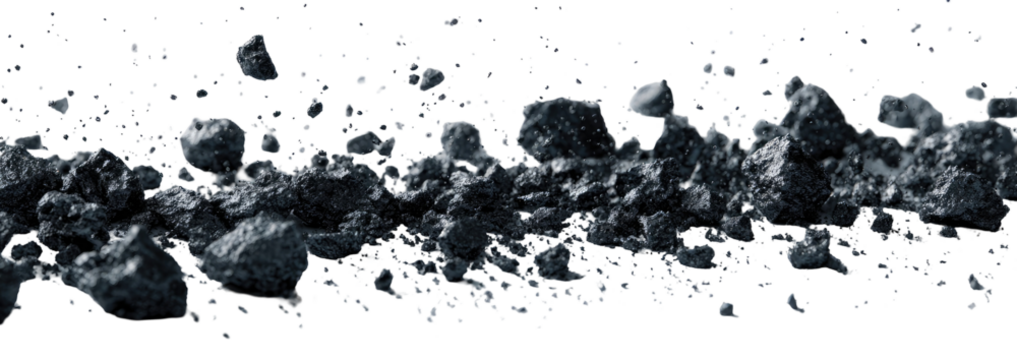 Dark, rocky debris field in space