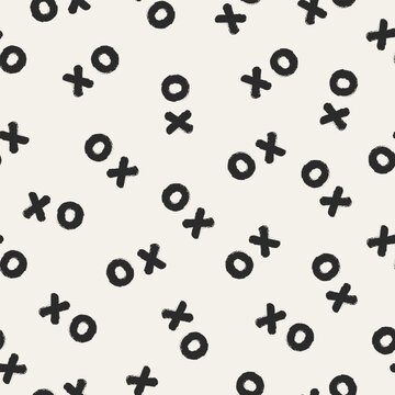 Vector seamless pattern with hand drawn "xo" letters in a white background. Perfect for Valentine s Day, love designs, wrapping paper, textiles, and modern decor.