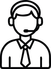 Vector art of customer service operator with headset and microphone, isolated on white background