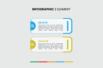 Clean two-element infographic template with rounded rectangles and icons, ideal for presenting data or steps in a clear, organized manner