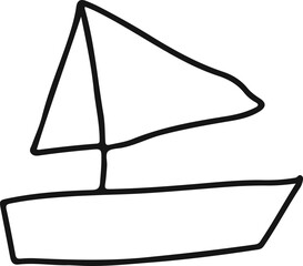 Children's drawing of boat, doodles, children's design element