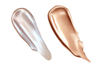 Pearl and Bronze Glitter Makeup Swatches Isolated on White Transparent Background