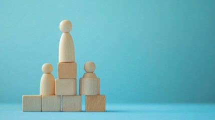 Wooden Figurines on Blocks, Leadership Concept