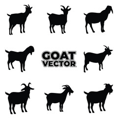 a set of black and white goat vectors