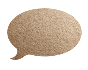 Beige speech bubble, textured,  flat, simple