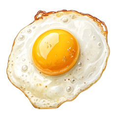 Cooked Egg with Yolk Isolated on Transparent Background
