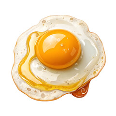 Cooked Egg with Yolk Isolated on Transparent Background
