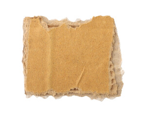 Brown cardboard torn paper edge sheet isolated on transparent background