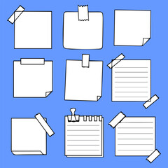 Handdrawn Paper Notes With Adhesive Tape Stationery Office Mockup Element