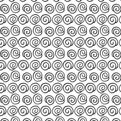 Black and white seamless abstract geometric shape hand drawn pattern