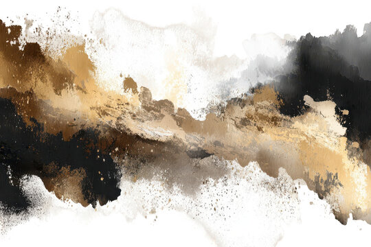 Abstract swath of gold, brown, and white paint