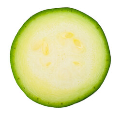 Sliced zucchini isolated on white background.