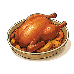 Elegant Peking Duck Platter Art for Chinese Food Ads or Menus  
