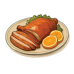 Elegant Peking Duck Platter Art for Chinese Food Ads or Menus  

