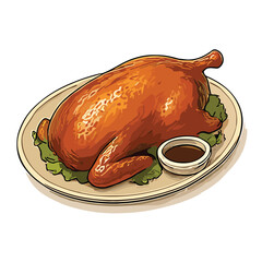 Elegant Peking Duck Platter Art for Chinese Food Ads or Menus  
