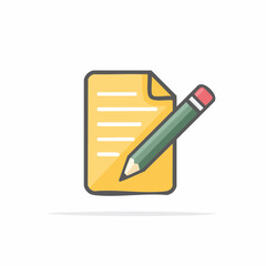 Illustration of a Pencil Writing on a Document Sheet Icon