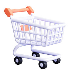 Shopping cart 3D Icon isolated on white and transparent background.