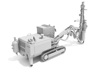 Surface Drilling Rig heavy construction machinery in Clay Style Render on White Background 3D Rendering