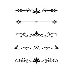 Hand drawn calligraphic dividers. Swirl victorian borders. Vector isolated royal decor separators. Classic wedding invitation calligraphic lines.
