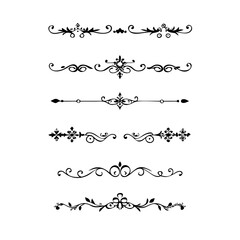 Obraz premium Hand drawn calligraphic dividers. Swirl victorian borders. Vector isolated royal decor separators. Classic wedding invitation calligraphic lines. 