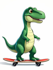 Fototapeta premium Cute T-Rex on Skateboard