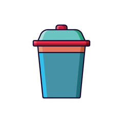 A minimal outline illustration of a dust bin or trash container, perfect for waste disposal, recycling, or office cleanliness themes, isolated on a clean white background