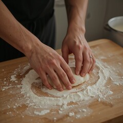 rolling pin on dough