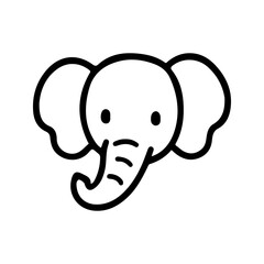 Fototapeta premium Adorable cartoon elephant face vector illustration. Minimal black and white animal icon in cute style. Perfect for kids design, safari themes, stickers, prints, and educational projects.