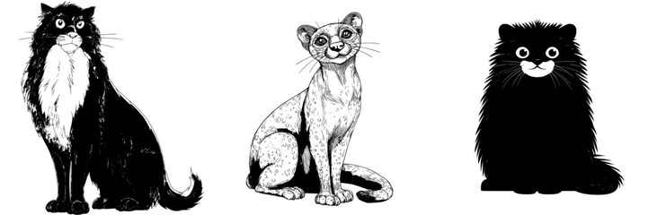 Obraz premium A modern cartoon illustration of a jaguarundi is shown isolated on a white background