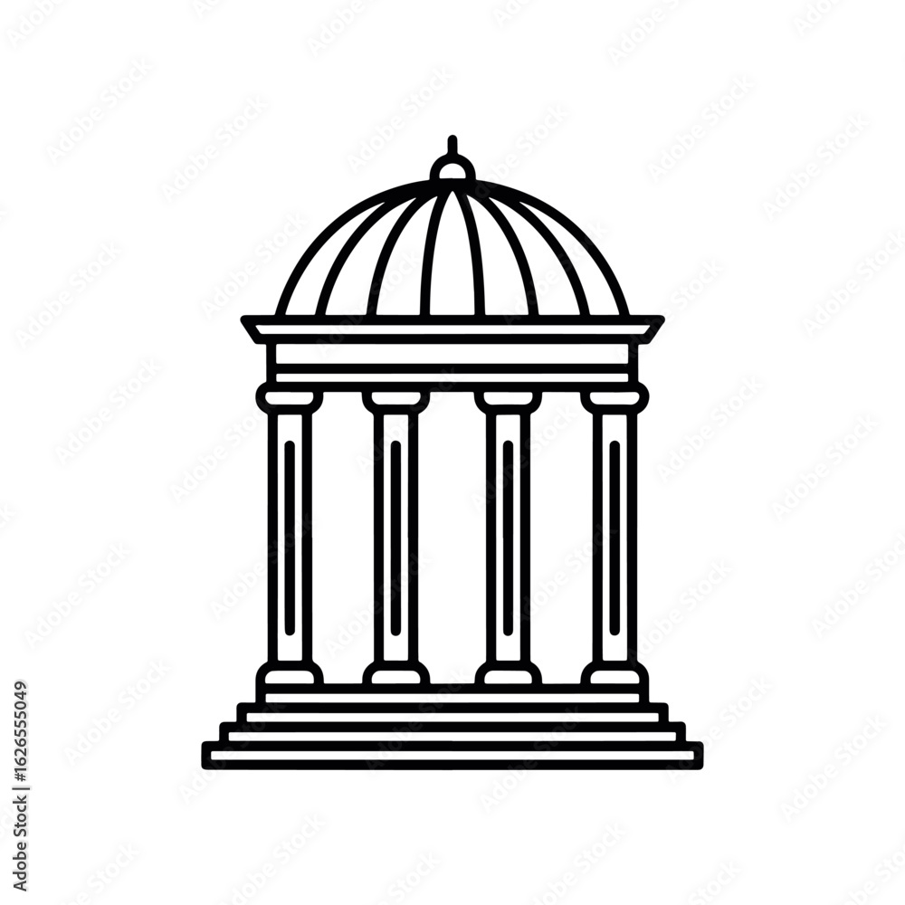 Poster elegant structure of columns and dome creating a classical design depiction of architecture and stre