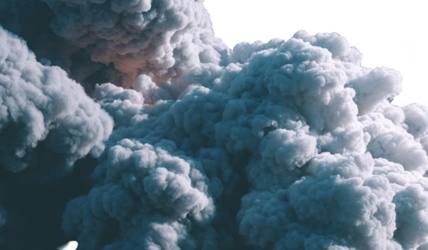 Dense, billowing smoke clouds