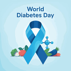 Flat World Diabetes Day celebration vector illustration