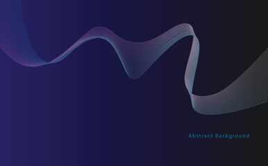 Modern abstract background with smooth flowing gradient wave lines on dark blue, featuring elegant motion design perfect for futuristic templates, technology visuals, and digital art