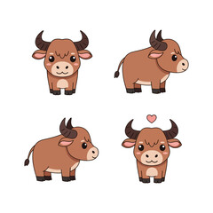 African Buffalo Illustrations cute
