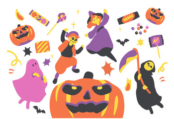 ハロウィンの楽しい仮装とかぼちゃとお菓子