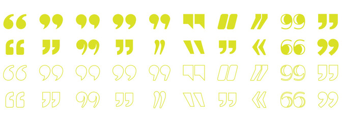 Quotation Mark Icons Set. Typography Symbols Vector Collection