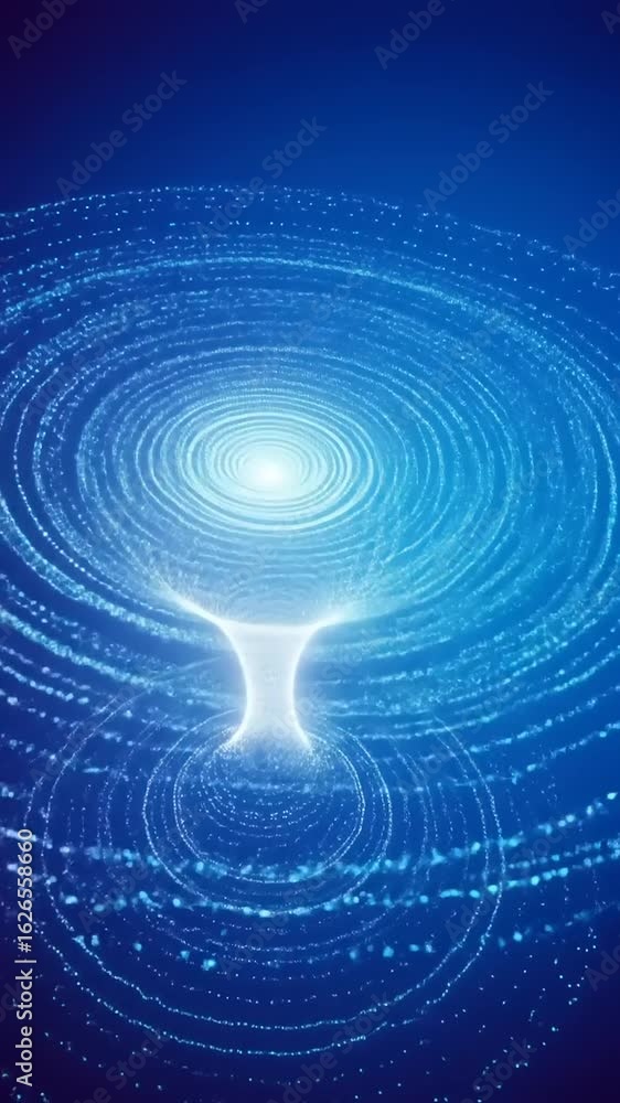 Poster abstract data flow dynamic particle vortex in blue