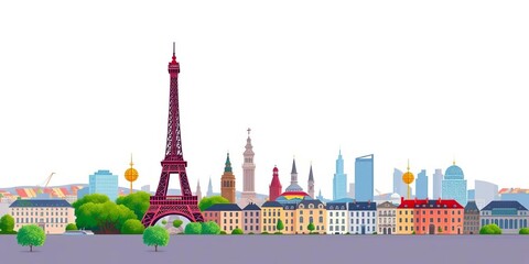 Fototapeta premium Iconic French city skylines, vector illustrations, isolated on white, vector, Grenoble