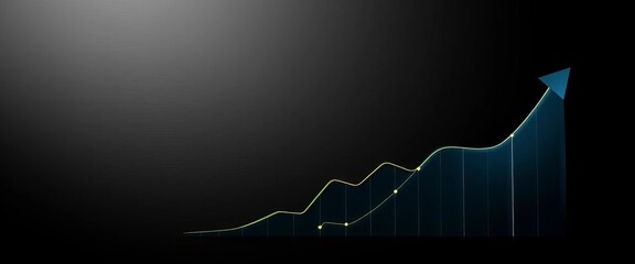 Upward trending business chart on sleek black background,  data,   infographic