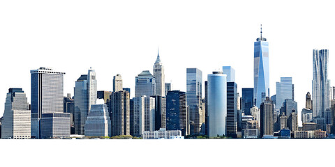 Obraz premium Manhattan skyscrapers cityscape isolated on a transparent background.png