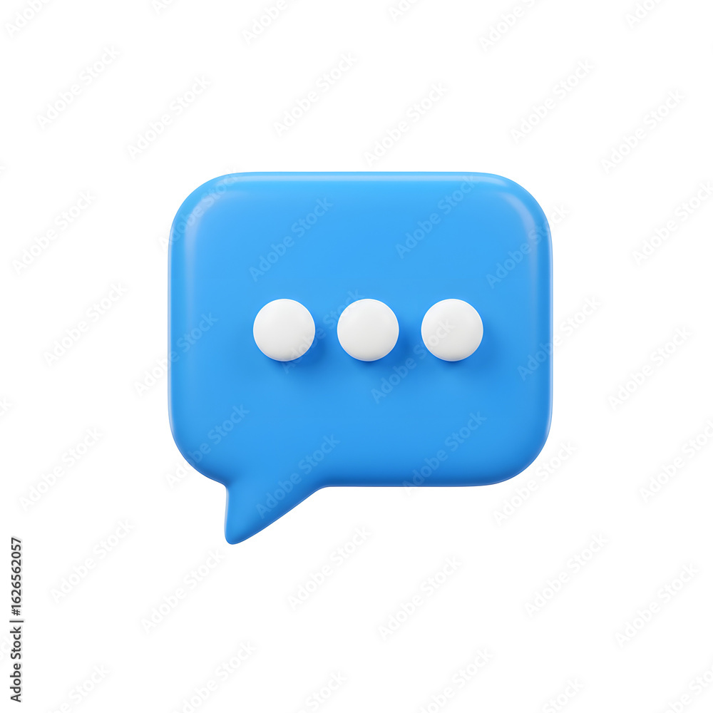Poster blue chat bubble with dots symbolizing typing or waiting message