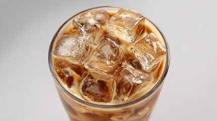 Glass of cola with ice cubes isolated on white background